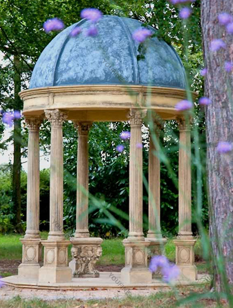 Classcal design round beige marble stone pergola for garden decor