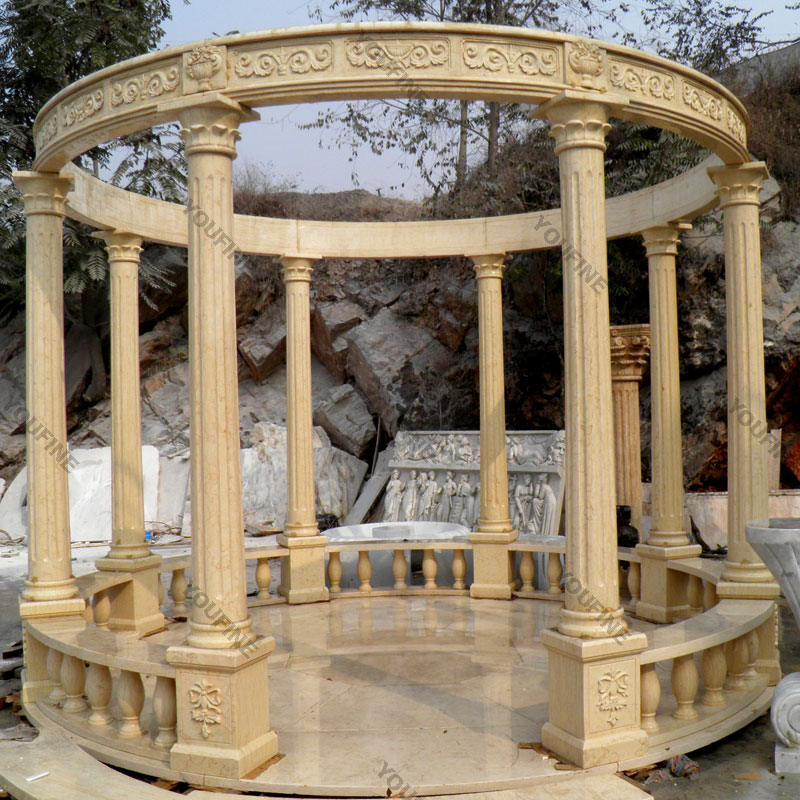 Outdoor decor beige stone pergola for backyard designs