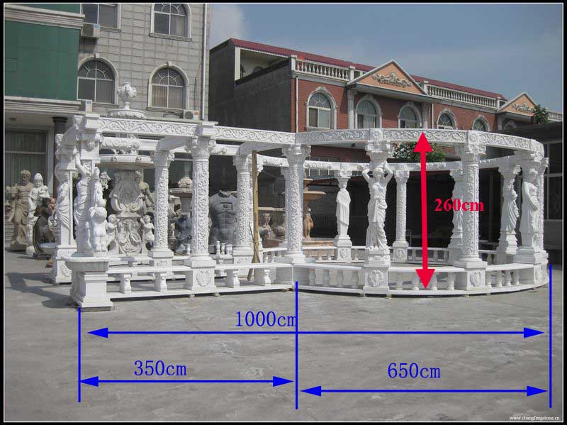 Detail Sizes of large white marble pavilion