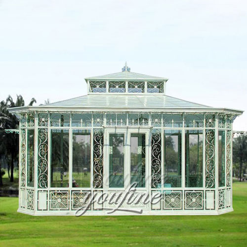 Buying outdoor screened hardtop white gazebo for flower house design