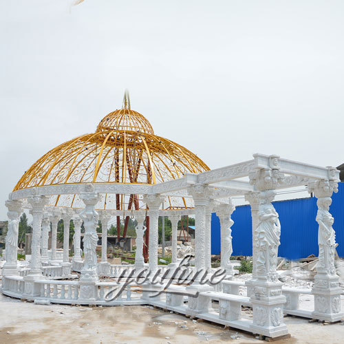 Outdoor large party white marble pergola for sale