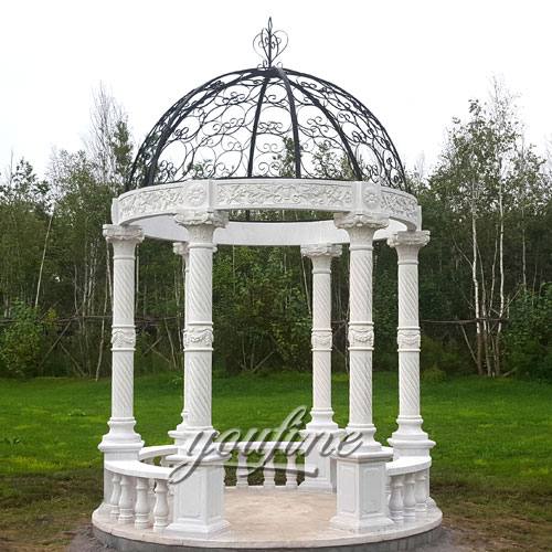 Popular classical design stone white marble gazebo for wedding decor