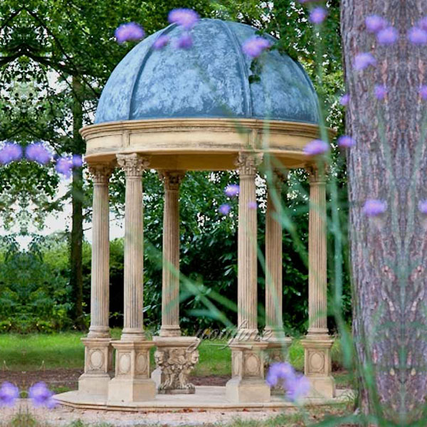 Classical design round beige marble stone pergola for home garden
